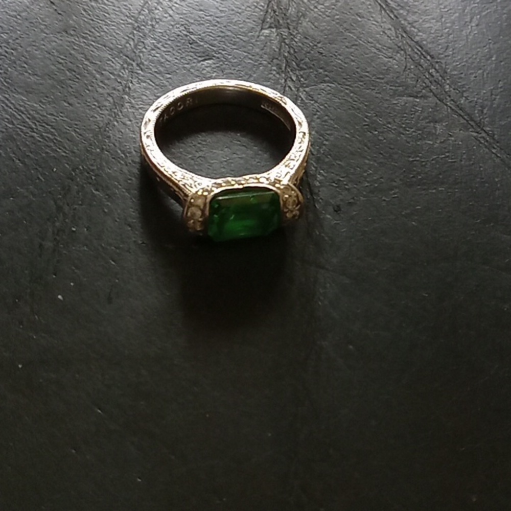 CZ Tacori simulated emerald & sterling silver ring